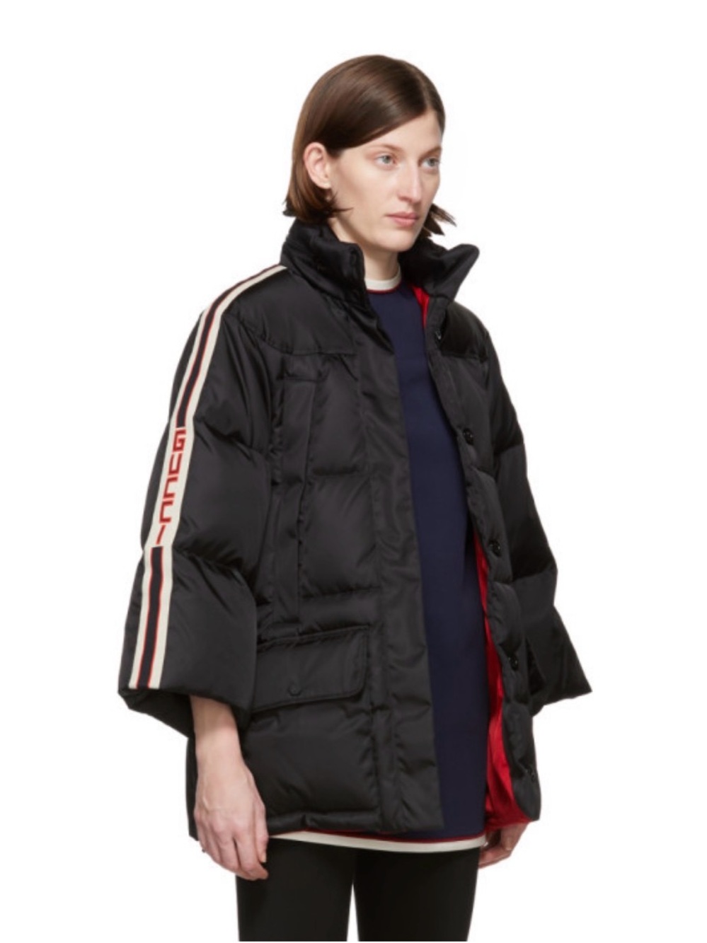Gucci Black Jacket with Vibrant Red Lining
